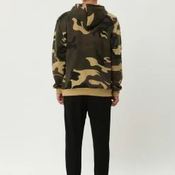 Allegra K Men's Plush Lined Camo Hoodies Long Sleeves Camouflage Printed Pullover Sweatshirt With Pocket