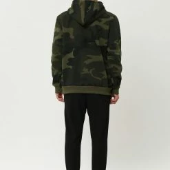 Allegra K Men's Plush Lined Camo Hoodies Long Sleeves Camouflage Printed Pullover Sweatshirt With Pocket