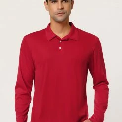 Allegra K Men's Casual Long Sleeves Polo Shirts Regular Fit Solid Golf Shirt 48 Allegra K Men's Casual Long Sleeves Polo Shirts Regular Fit Solid Golf Shirt