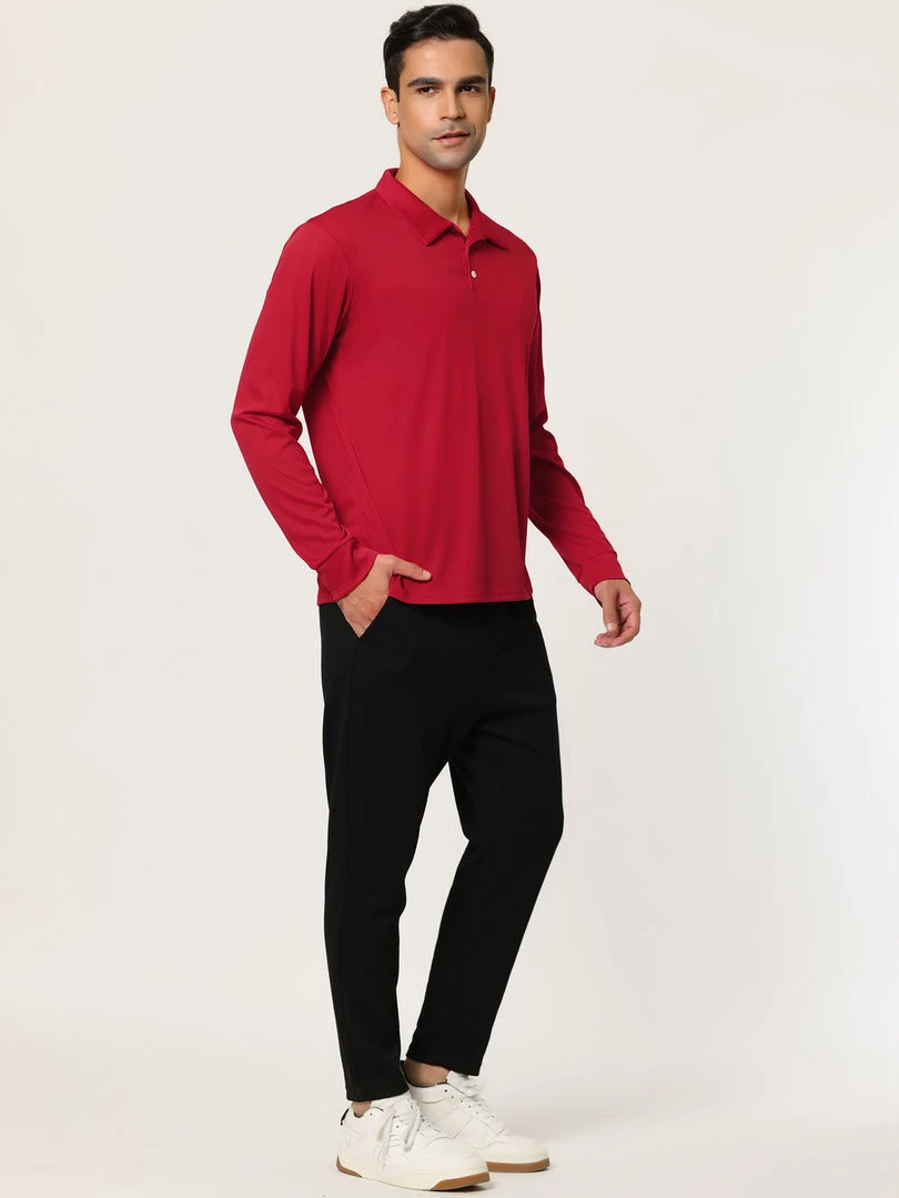 Allegra K Men's Casual Long Sleeves Polo Shirts Regular Fit Solid Golf Shirt 19 Allegra K Men's Casual Long Sleeves Polo Shirts Regular Fit Solid Golf Shirt