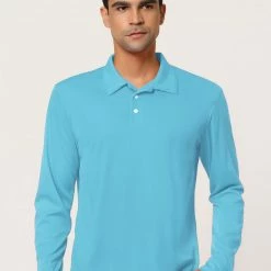 Allegra K Men's Casual Long Sleeves Polo Shirts Regular Fit Solid Golf Shirt 42 Allegra K Men's Casual Long Sleeves Polo Shirts Regular Fit Solid Golf Shirt