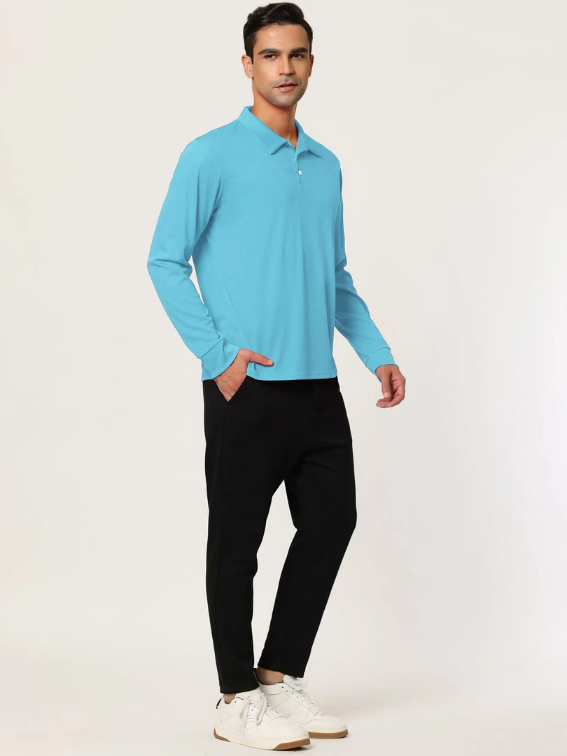 Allegra K Men's Casual Long Sleeves Polo Shirts Regular Fit Solid Golf Shirt 13 Allegra K Men's Casual Long Sleeves Polo Shirts Regular Fit Solid Golf Shirt