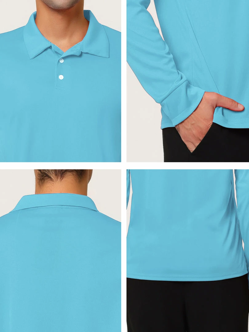 Allegra K Men's Casual Long Sleeves Polo Shirts Regular Fit Solid Golf Shirt 15 Allegra K Men's Casual Long Sleeves Polo Shirts Regular Fit Solid Golf Shirt