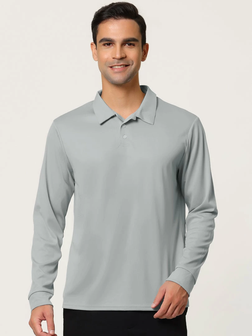 Allegra K Men's Casual Long Sleeves Polo Shirts Regular Fit Solid Golf Shirt 23 Allegra K Men's Casual Long Sleeves Polo Shirts Regular Fit Solid Golf Shirt