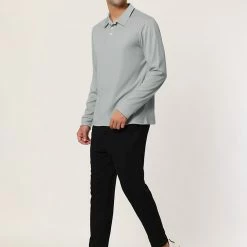 Allegra K Men's Casual Long Sleeves Polo Shirts Regular Fit Solid Golf Shirt 55 Allegra K Men's Casual Long Sleeves Polo Shirts Regular Fit Solid Golf Shirt