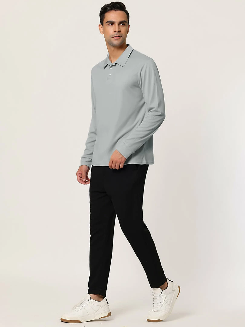 Allegra K Men's Casual Long Sleeves Polo Shirts Regular Fit Solid Golf Shirt 25 Allegra K Men's Casual Long Sleeves Polo Shirts Regular Fit Solid Golf Shirt