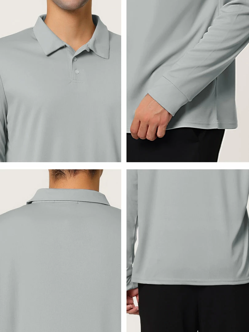 Allegra K Men's Casual Long Sleeves Polo Shirts Regular Fit Solid Golf Shirt 27 Allegra K Men's Casual Long Sleeves Polo Shirts Regular Fit Solid Golf Shirt