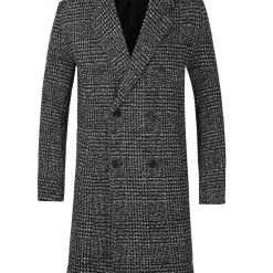 Allegra K Men's Winter Plaid Coat Notch Lapel Double Breasted Long Jacket Houndstooth Overcoat 16 Allegra K Men's Winter Plaid Coat Notch Lapel Double Breasted Long Jacket Houndstooth Overcoat