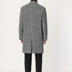 Allegra K Men's Winter Plaid Coat Notch Lapel Double Breasted Long Jacket Houndstooth Overcoat 26 Allegra K Men's Winter Plaid Coat Notch Lapel Double Breasted Long Jacket Houndstooth Overcoat