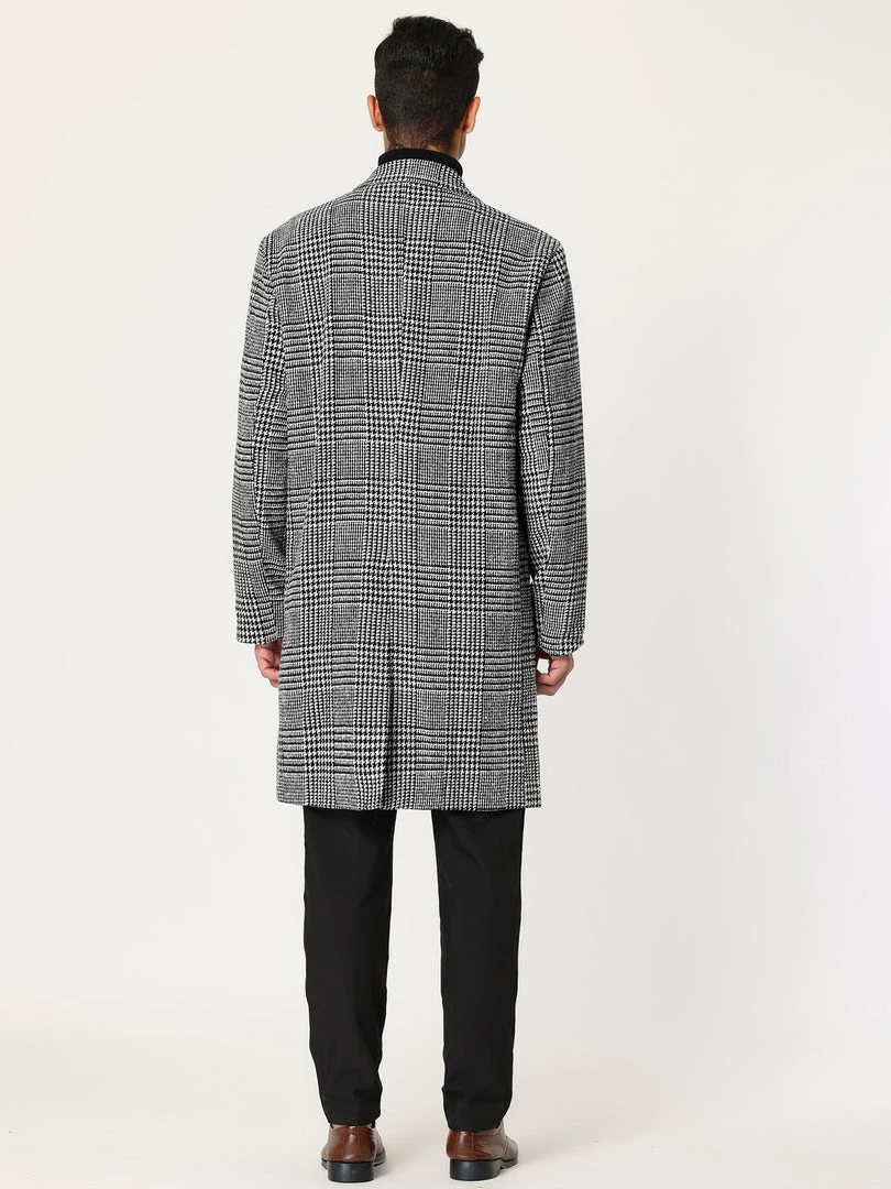 Allegra K Men's Winter Plaid Coat Notch Lapel Double Breasted Long Jacket Houndstooth Overcoat 14 Allegra K Men's Winter Plaid Coat Notch Lapel Double Breasted Long Jacket Houndstooth Overcoat