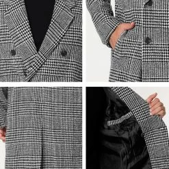 Allegra K Men's Winter Plaid Coat Notch Lapel Double Breasted Long Jacket Houndstooth Overcoat 27 Allegra K Men's Winter Plaid Coat Notch Lapel Double Breasted Long Jacket Houndstooth Overcoat