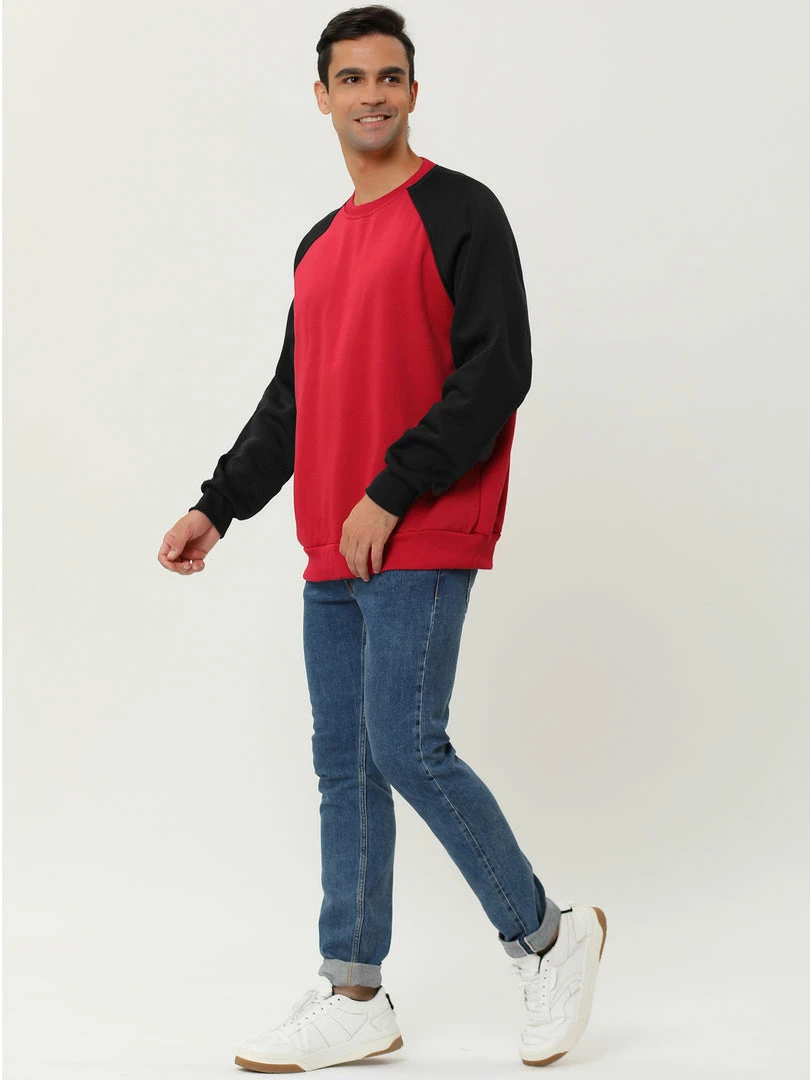 Allegra K Men's Casual Raglan Long Sleeve Round Neck Plush Color Block Pullover Sweatshirt 14 Allegra K Men's Casual Raglan Long Sleeve Round Neck Plush Color Block Pullover Sweatshirt