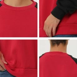 Allegra K Men's Casual Raglan Long Sleeve Round Neck Plush Color Block Pullover Sweatshirt 29 Allegra K Men's Casual Raglan Long Sleeve Round Neck Plush Color Block Pullover Sweatshirt