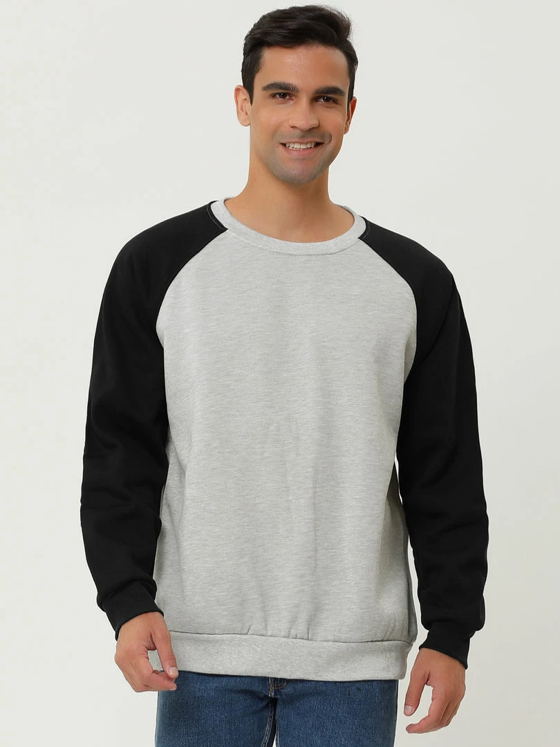 Allegra K Men's Casual Raglan Long Sleeve Round Neck Plush Color Block Pullover Sweatshirt 7 Allegra K Men's Casual Raglan Long Sleeve Round Neck Plush Color Block Pullover Sweatshirt
