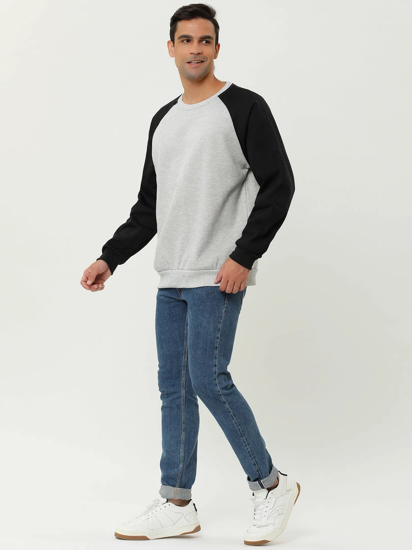 Allegra K Men's Casual Raglan Long Sleeve Round Neck Plush Color Block Pullover Sweatshirt 8 Allegra K Men's Casual Raglan Long Sleeve Round Neck Plush Color Block Pullover Sweatshirt