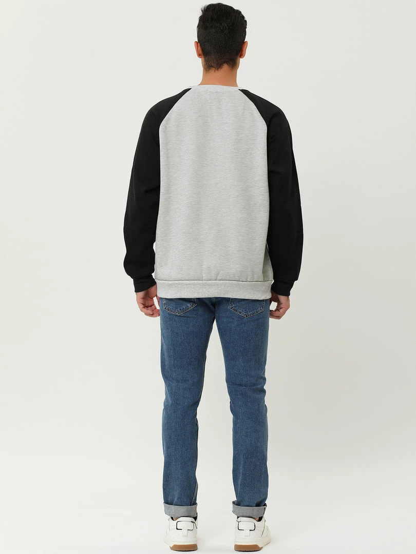 Allegra K Men's Casual Raglan Long Sleeve Round Neck Plush Color Block Pullover Sweatshirt 9 Allegra K Men's Casual Raglan Long Sleeve Round Neck Plush Color Block Pullover Sweatshirt