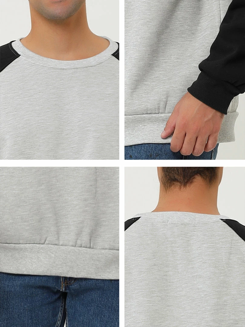 Allegra K Men's Casual Raglan Long Sleeve Round Neck Plush Color Block Pullover Sweatshirt 10 Allegra K Men's Casual Raglan Long Sleeve Round Neck Plush Color Block Pullover Sweatshirt