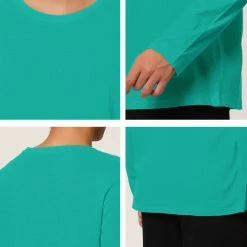 Allegra K Men's Cotton Long Sleeves T-Shirt Casual Crew Neck Soft Basic Tee Tops