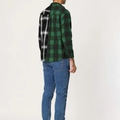 Allegra K Men's Plaid Shirt Color Block Patchwork Long Sleeves Checked Shirt Jacket