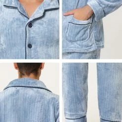 Allegra K Men's Fleeced Pajamas Sets Button Closure Camp Collar Long Sleeves Flannel Plush Nightwear Pjs 18 Allegra K Men's Fleeced Pajamas Sets Button Closure Camp Collar Long Sleeves Flannel Plush Nightwear Pjs