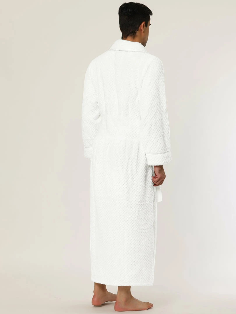 Allegra K Men's Flannel Bathrobe Solid Color Sleepwear Long Sleeves Kimono Plush Shawl Robe 7 Allegra K Men's Flannel Bathrobe Solid Color Sleepwear Long Sleeves Kimono Plush Shawl Robe