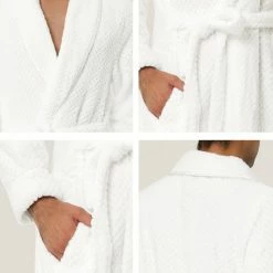 Allegra K Men's Flannel Bathrobe Solid Color Sleepwear Long Sleeves Kimono Plush Shawl Robe 33 Allegra K Men's Flannel Bathrobe Solid Color Sleepwear Long Sleeves Kimono Plush Shawl Robe