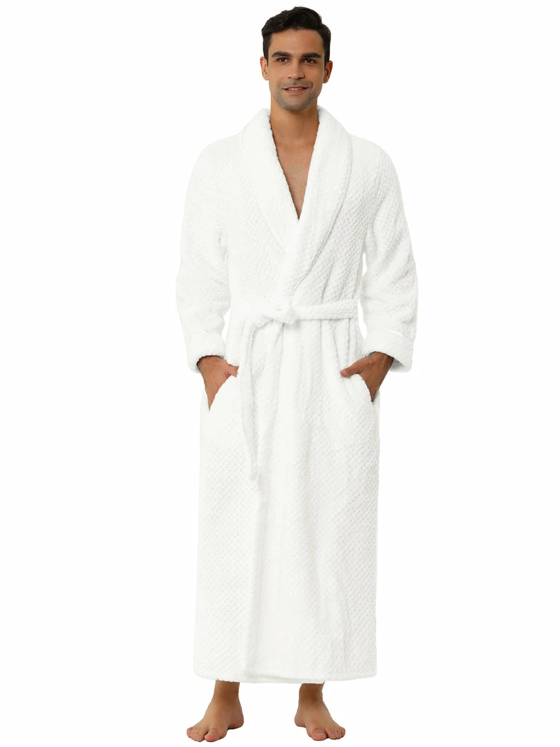 Allegra K Men's Flannel Bathrobe Solid Color Sleepwear Long Sleeves Kimono Plush Shawl Robe 4 Allegra K Men's Flannel Bathrobe Solid Color Sleepwear Long Sleeves Kimono Plush Shawl Robe