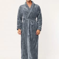 Allegra K Men's Flannel Bathrobe Solid Color Sleepwear Long Sleeves Kimono Plush Shawl Robe 50 Allegra K Men's Flannel Bathrobe Solid Color Sleepwear Long Sleeves Kimono Plush Shawl Robe