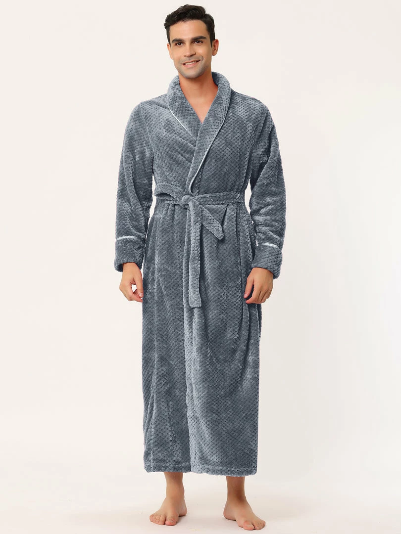 Allegra K Men's Flannel Bathrobe Solid Color Sleepwear Long Sleeves Kimono Plush Shawl Robe 25 Allegra K Men's Flannel Bathrobe Solid Color Sleepwear Long Sleeves Kimono Plush Shawl Robe