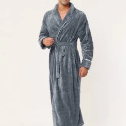 Allegra K Men's Flannel Bathrobe Solid Color Sleepwear Long Sleeves Kimono Plush Shawl Robe 51 Allegra K Men's Flannel Bathrobe Solid Color Sleepwear Long Sleeves Kimono Plush Shawl Robe