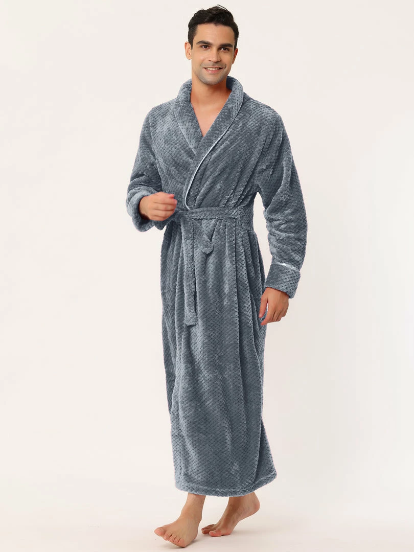 Allegra K Men's Flannel Bathrobe Solid Color Sleepwear Long Sleeves Kimono Plush Shawl Robe 26 Allegra K Men's Flannel Bathrobe Solid Color Sleepwear Long Sleeves Kimono Plush Shawl Robe
