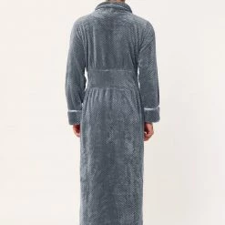 Allegra K Men's Flannel Bathrobe Solid Color Sleepwear Long Sleeves Kimono Plush Shawl Robe 52 Allegra K Men's Flannel Bathrobe Solid Color Sleepwear Long Sleeves Kimono Plush Shawl Robe