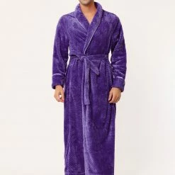 Allegra K Men's Flannel Bathrobe Solid Color Sleepwear Long Sleeves Kimono Plush Shawl Robe 45 Allegra K Men's Flannel Bathrobe Solid Color Sleepwear Long Sleeves Kimono Plush Shawl Robe