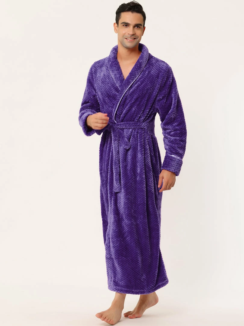 Allegra K Men's Flannel Bathrobe Solid Color Sleepwear Long Sleeves Kimono Plush Shawl Robe 21 Allegra K Men's Flannel Bathrobe Solid Color Sleepwear Long Sleeves Kimono Plush Shawl Robe