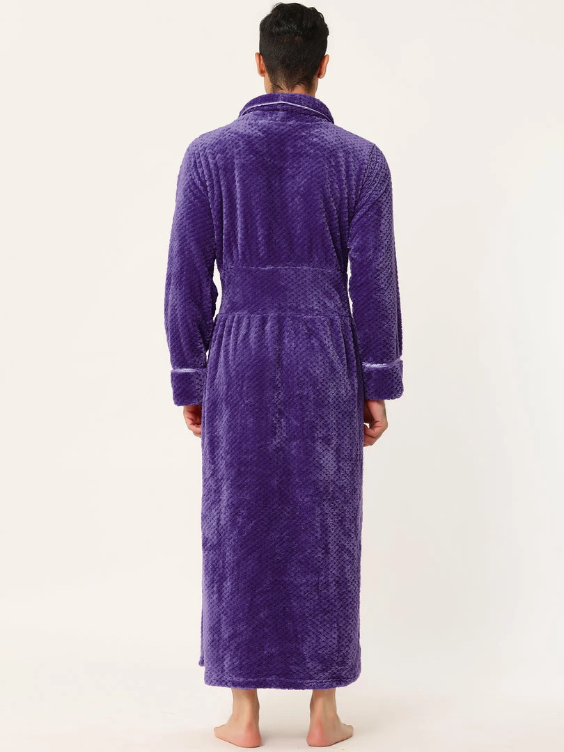 Allegra K Men's Flannel Bathrobe Solid Color Sleepwear Long Sleeves Kimono Plush Shawl Robe 22 Allegra K Men's Flannel Bathrobe Solid Color Sleepwear Long Sleeves Kimono Plush Shawl Robe