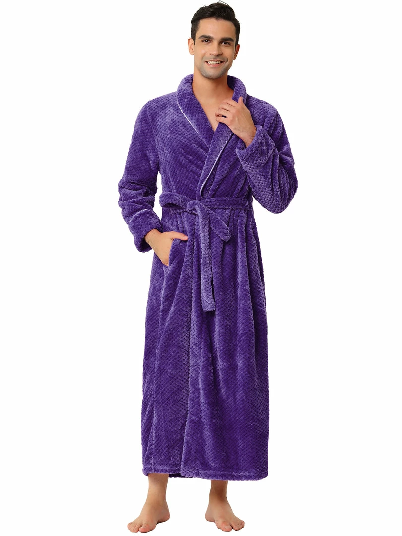 Allegra K Men's Flannel Bathrobe Solid Color Sleepwear Long Sleeves Kimono Plush Shawl Robe 19 Allegra K Men's Flannel Bathrobe Solid Color Sleepwear Long Sleeves Kimono Plush Shawl Robe