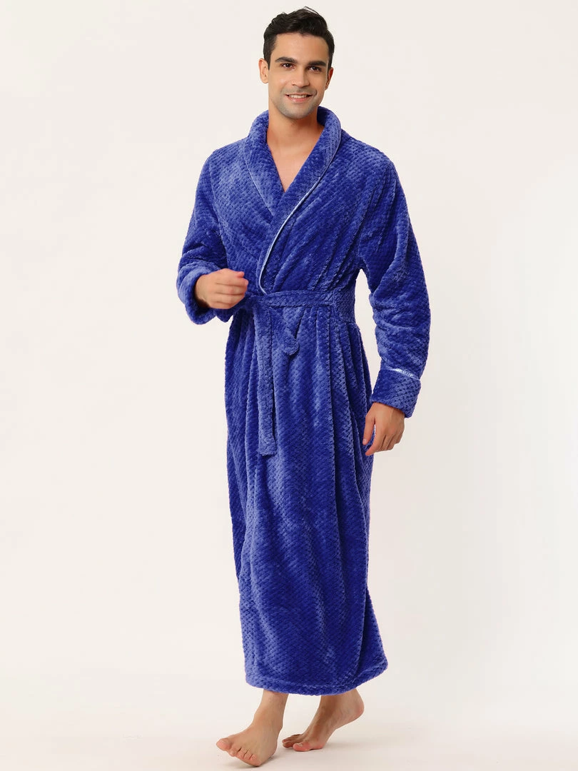 Allegra K Men's Flannel Bathrobe Solid Color Sleepwear Long Sleeves Kimono Plush Shawl Robe 11 Allegra K Men's Flannel Bathrobe Solid Color Sleepwear Long Sleeves Kimono Plush Shawl Robe