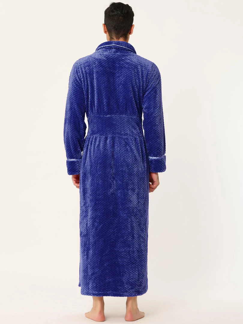 Allegra K Men's Flannel Bathrobe Solid Color Sleepwear Long Sleeves Kimono Plush Shawl Robe 12 Allegra K Men's Flannel Bathrobe Solid Color Sleepwear Long Sleeves Kimono Plush Shawl Robe