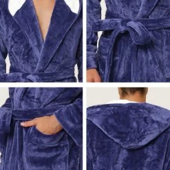 Allegra K Men's Hooded Robe Plush Full Length Contrast Long Bathrobe With Pockets 28 Allegra K Men's Hooded Robe Plush Full Length Contrast Long Bathrobe With Pockets