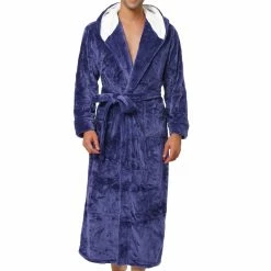 Allegra K Men's Hooded Robe Plush Full Length Contrast Long Bathrobe With Pockets 24 Allegra K Men's Hooded Robe Plush Full Length Contrast Long Bathrobe With Pockets