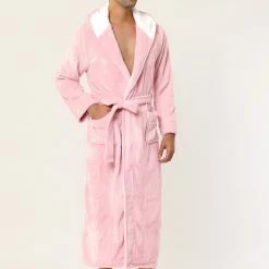 Allegra K Men's Hooded Robe Plush Full Length Contrast Long Bathrobe With Pockets 30 Allegra K Men's Hooded Robe Plush Full Length Contrast Long Bathrobe With Pockets