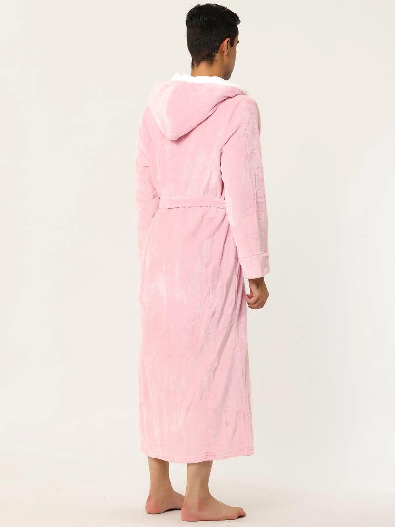 Allegra K Men's Hooded Robe Plush Full Length Contrast Long Bathrobe With Pockets 17 Allegra K Men's Hooded Robe Plush Full Length Contrast Long Bathrobe With Pockets
