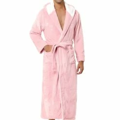 Allegra K Men's Hooded Robe Plush Full Length Contrast Long Bathrobe With Pockets 29 Allegra K Men's Hooded Robe Plush Full Length Contrast Long Bathrobe With Pockets