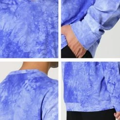 Allegra K Men's Tie Dye Sweatshirt Long Sleeves Color Block Round Neck Printed Pullover