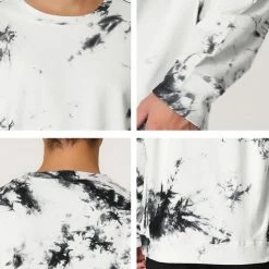 Allegra K Men's Tie Dye Sweatshirt Long Sleeves Color Block Round Neck Printed Pullover