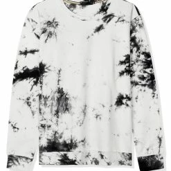 Allegra K Men's Tie Dye Sweatshirt Long Sleeves Color Block Round Neck Printed Pullover