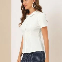 Allegra K Women's Work Office Shirt Peter Pan Collar Button Down Blouse 13 Allegra K Women's Work Office Shirt Peter Pan Collar Button Down Blouse