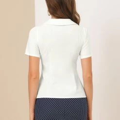Allegra K Women's Work Office Shirt Peter Pan Collar Button Down Blouse 14 Allegra K Women's Work Office Shirt Peter Pan Collar Button Down Blouse