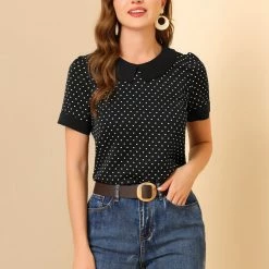 Allegra K Women's Peter Pan Collar Vintage Polka Dots Top 18 Allegra K Women's Peter Pan Collar Vintage Polka Dots Top