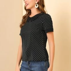 Allegra K Women's Peter Pan Collar Vintage Polka Dots Top 19 Allegra K Women's Peter Pan Collar Vintage Polka Dots Top